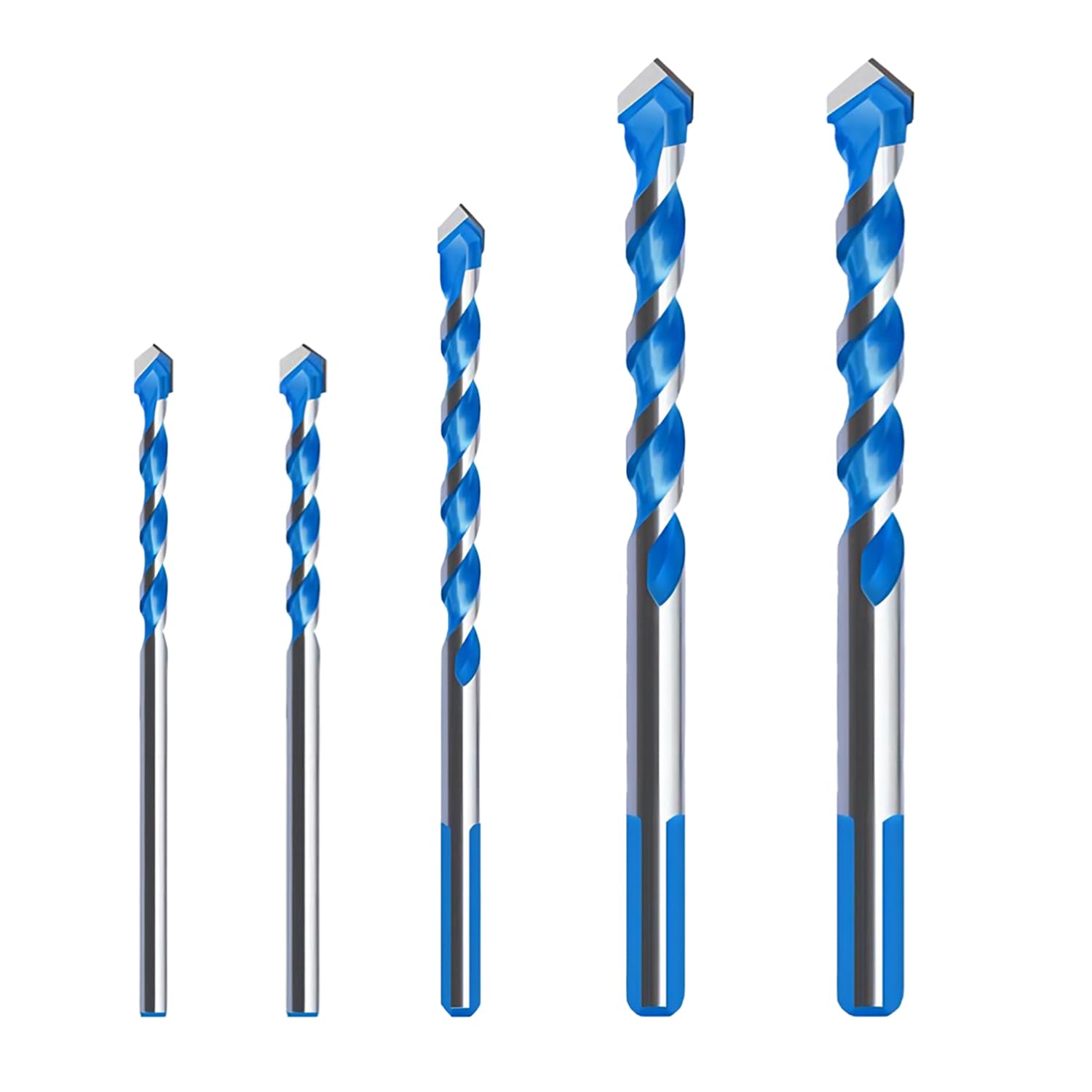 Qrity Mixed Drill Bit Set, 5Pcs Alloy Triangle Drill Bits, 3mm/4mm/6mm/8mm/10mm, for Marble Tile Ceramic Wood Wall Concrete Glass Drill