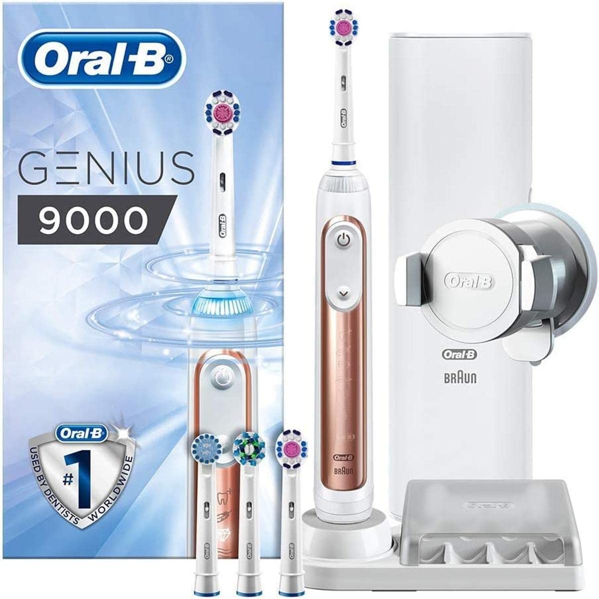 Oral-B Genius 9000 Electric Toothbrush Rechargeable Powered by Braun, Rose Gold