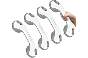 12 Inch 4 Pack Shower Grab Bar, YuanDe Suction Grab Bars for Bathtubs, Bathroom Safety Grip No Drilling Waterproof, Shower Handle Removable Shower Handrails for Seniors Elderly, (Grey&White