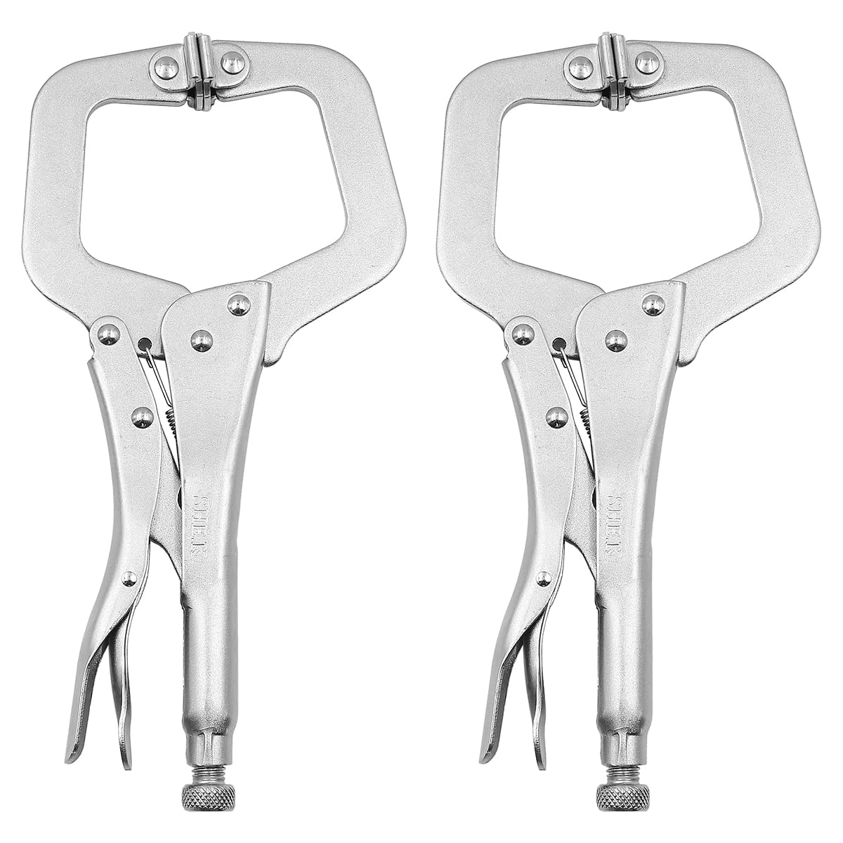 Set of 2 ZONADAH Locking C-Clamp 11" Inches with Swivel Pads - Durable Steel Plier Vice C Clamp 275mm - Heavy-Duty Welding Vise Tools for Metalworking, Welding, Carpentry, and DIY Projects