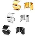 JEWELRIESHOP Earcuffs Stainless Steel Ear Cuffs Helix Cartilage Clip on Wrap Punk Earrings for Women Men Non Piercing Adjustable