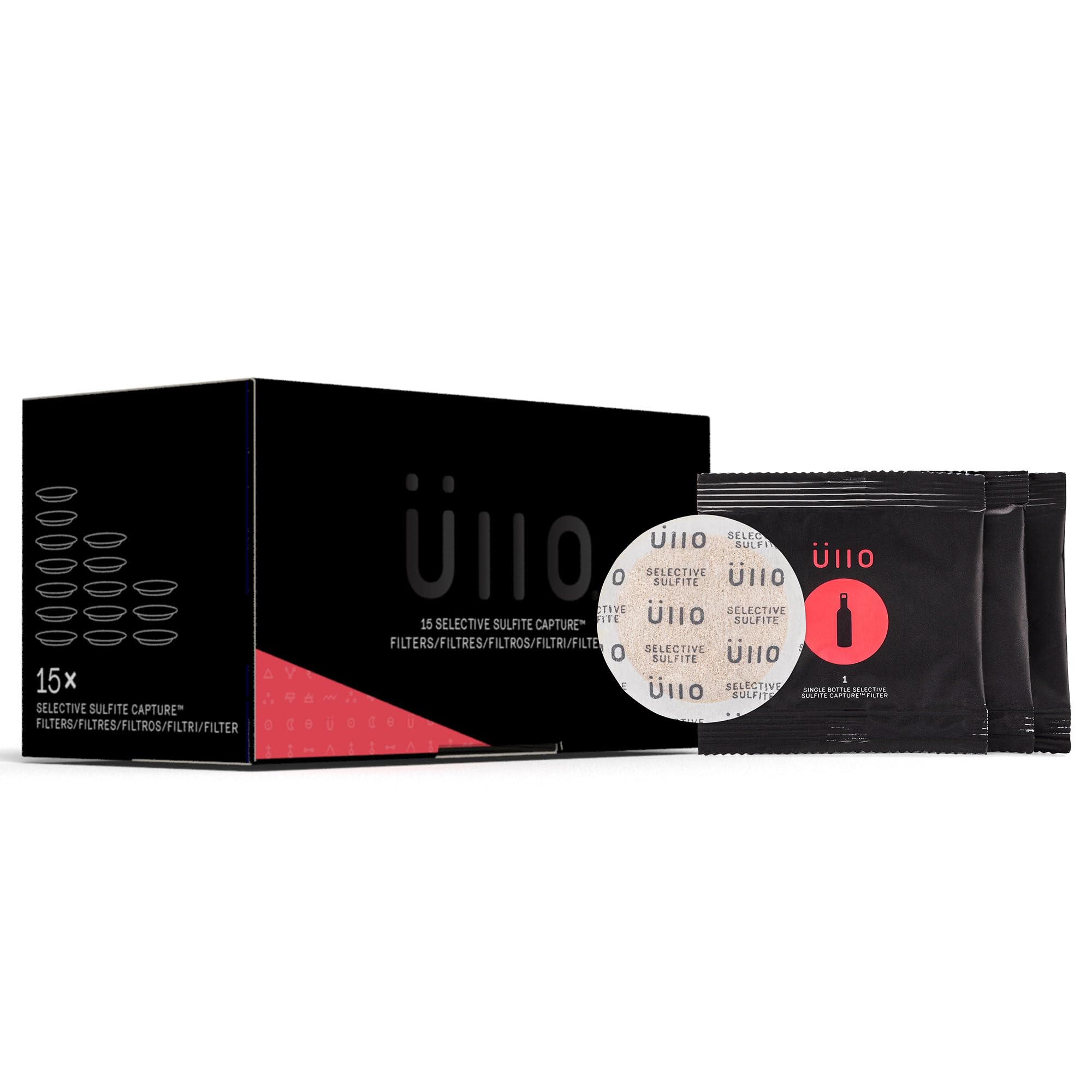 Ullo Full Bottle Replacement Filters (15 Pack) with Selective Sulfite Technology to Make Any Wine Histamine and Sulfite Preservative Free
