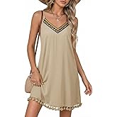Dokotoo Summer Dresses for Women 2026 Beach Vacation Sundress V Neck Embroidered Spaghetti Strap Beach Cover Up