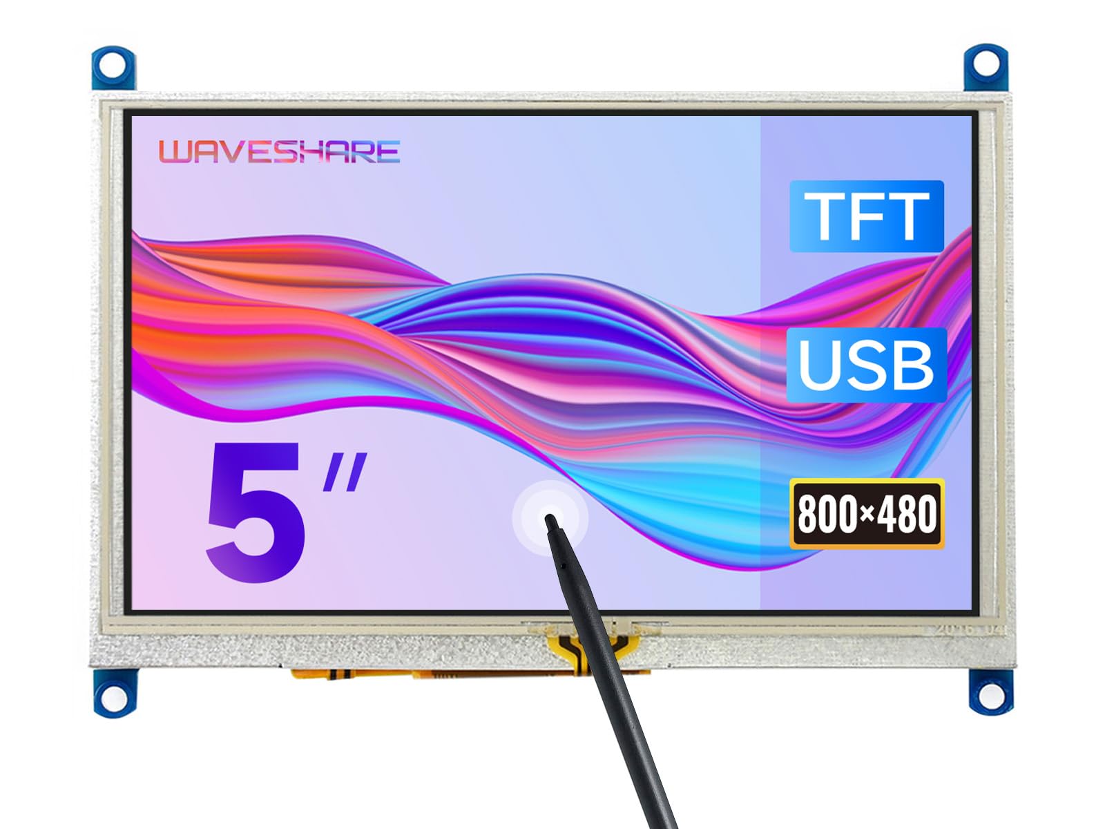 Waveshare 5 Inch Display for Raspberry Pi 4 Resistive Touchscreen HDMI LCD (G) 800 x 480 Resolution Supports All Raspberry Pi/Windows 10/8.1/8/7 PC Computer Monitor/Multi Mini-PCs/Game Console