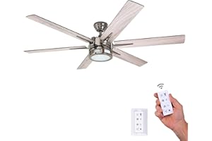 Honeywell Ceiling Fans Kaliza, 56 Inch Indoor Modern LED Ceiling Fan with Light and Remote Control, Dual Mounting Options, 6 Blades with Dual Finish, Reversible Motor - 51035-01 - (Gun Metal)
