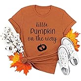 Little Pumpkin on The Way T Shirt Women Halloween Maternity Pregnant Shirt Cute Pumpkin Graphic Pregnancy Tops