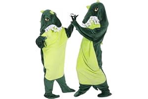 NAFLEAP Wearable Blanket Hoodie kids Shark Dinosaur Onesie Costume Gifts for Girls, Dinosaur green, 130