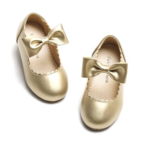 Felix Flora Toddler Girl Champagne Dress Shoes Size 13 Flower