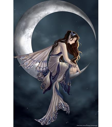 Amazon.com: Laminated Fairy Sitting On Wind Moon by Nene Thomas