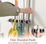 Lifewit Broom Mop Holder Wall Mounted 5 Slots 6 Hooks Gray 41x5.5x7cm view 3