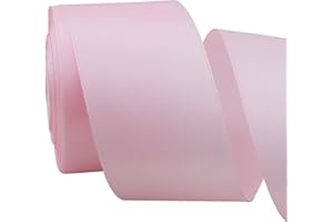 TONIFUL 2 in x 25 Yds Wide Light Baby Pink Satin Ribbon Solid Fabric Ribbons Roll for Crafts Chair Sash Valentine's Day Gift 