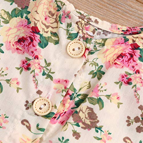Toddler Baby Girls Shorts Outfits Set Floral Print Ruffle Dress Shirt Tops+Short Pants Summer Dresses 3PC Set(12-18M) Purple
