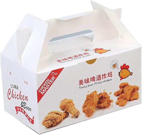 LHL Caja de Comida para Llevar desechable de Papel Kraft - Caja de Pastel de Pollo Frito Fritas portátil [Paquete de 100] (Color : B): Amazon.es: Hogar