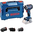 Bosch Professional 18V System Cordless Drill/Driver GSR 18V-90 FC (FlexiClick System, Hard Torque of 64 Nm, brushless Motor, 2-Gear, incl. 1x GFA 18-M, 1x GFA 18-E, 1x GFA 18-W, in L-BOXX)
