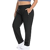 ZERDOCEAN Women's Plus Size Fleece Lined Pants Casual Winter Thermal Lounge Pants with Zippered Pockets Drawstring