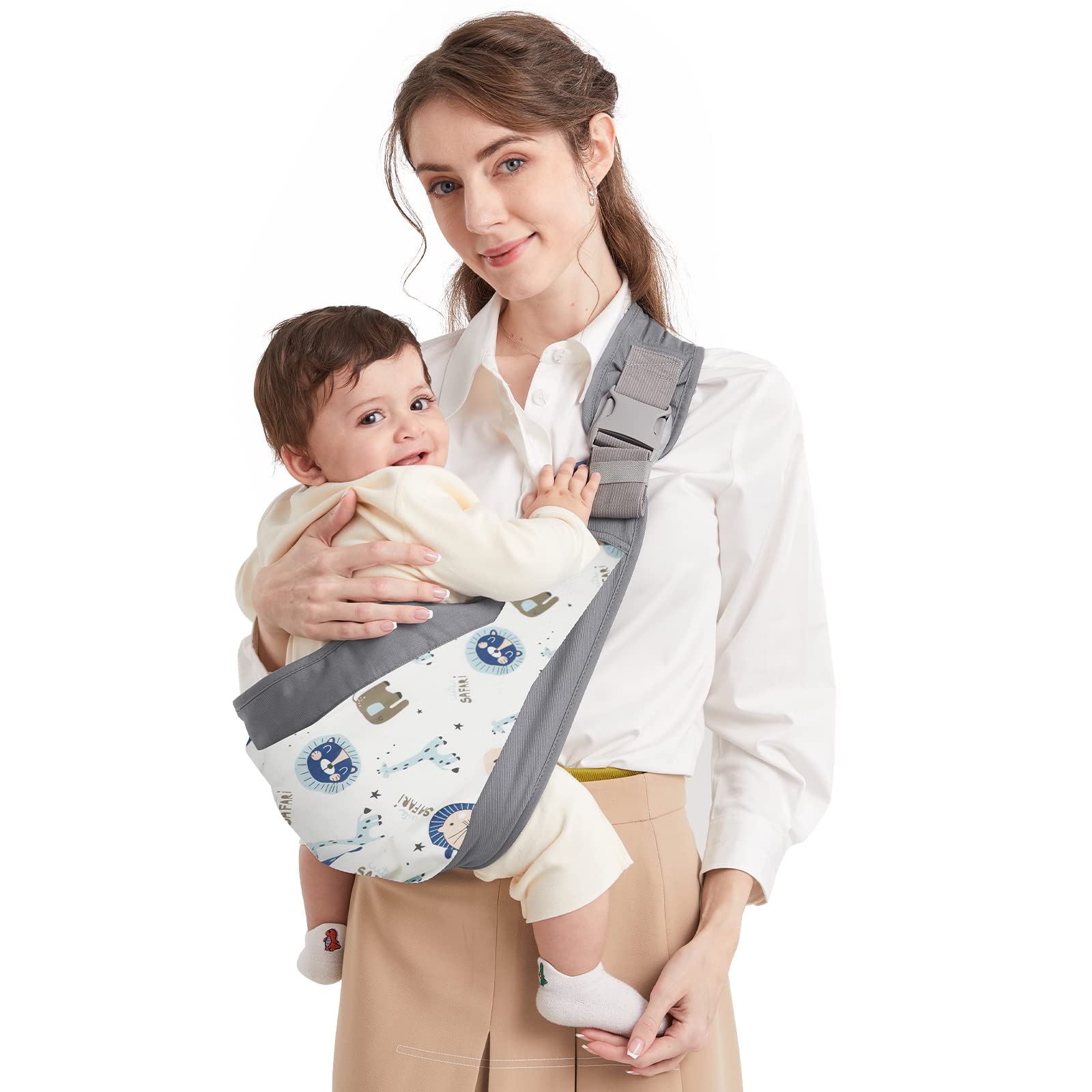 Mumgaroo Baby Sling, Adjustable Baby Sling Carrier, Breathable Baby Carrier with Thick Shoulder Straps for Newborn, Infant, Toddler, 0-36 Months (Cartoon Printed) — image 1