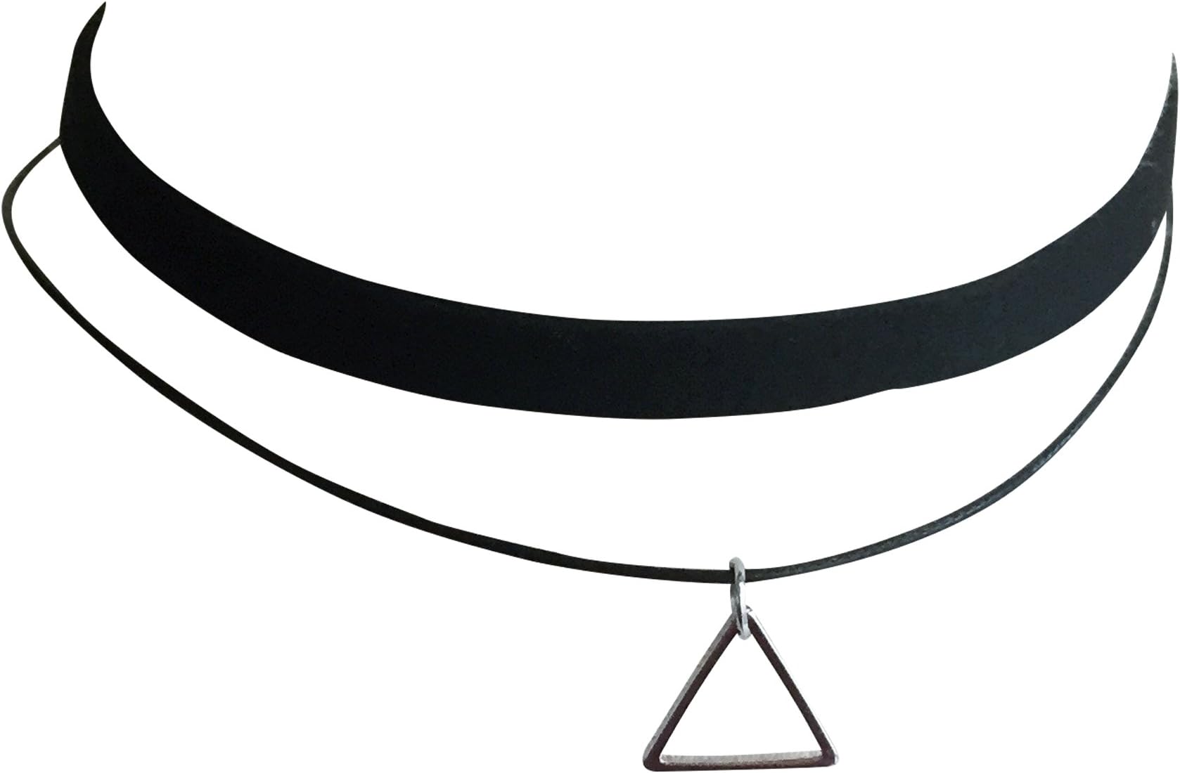 Malibu Sundry Double Strand Choker Necklace with Triangle Pendant