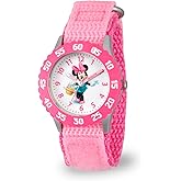Disney Minnie Mouse Watch for Kids – Cute Minnie Watch for Girls & Toddlers, Pink Bezel, Purple Nylon Strap, Fun Mouse Watches Kids 3-5, Gift for Little Fans