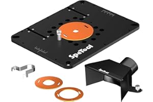 SpeTool Precision Aluminium Router Table Insert Plate Fit Multiple Routers with Dust Collection Router Table Top, 9-1/4"×11-3/4" Standard Size
