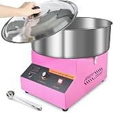 Cotton Candy Machine Commercial, Upgraded 1000W Efficiently Cotton Candy Maker with Stainless Steel Bowl, Bowl Cover, Sugar Scoop, Easy &amp; Safe to Use, Candy Floss Maker for Home, Party, Festival