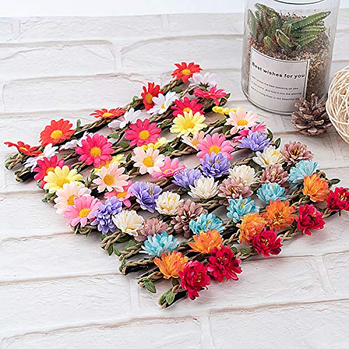 image for handrong 24PCS Multicolor Flower Crown Headband, Daisy Headpiece Brida