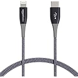 Amazon Basics Nylon USB-C to Lightning Cable Cord, MFi Certified Charger for Apple iPhone 13/12/11, iPad, 20,000 Bend Lifespa