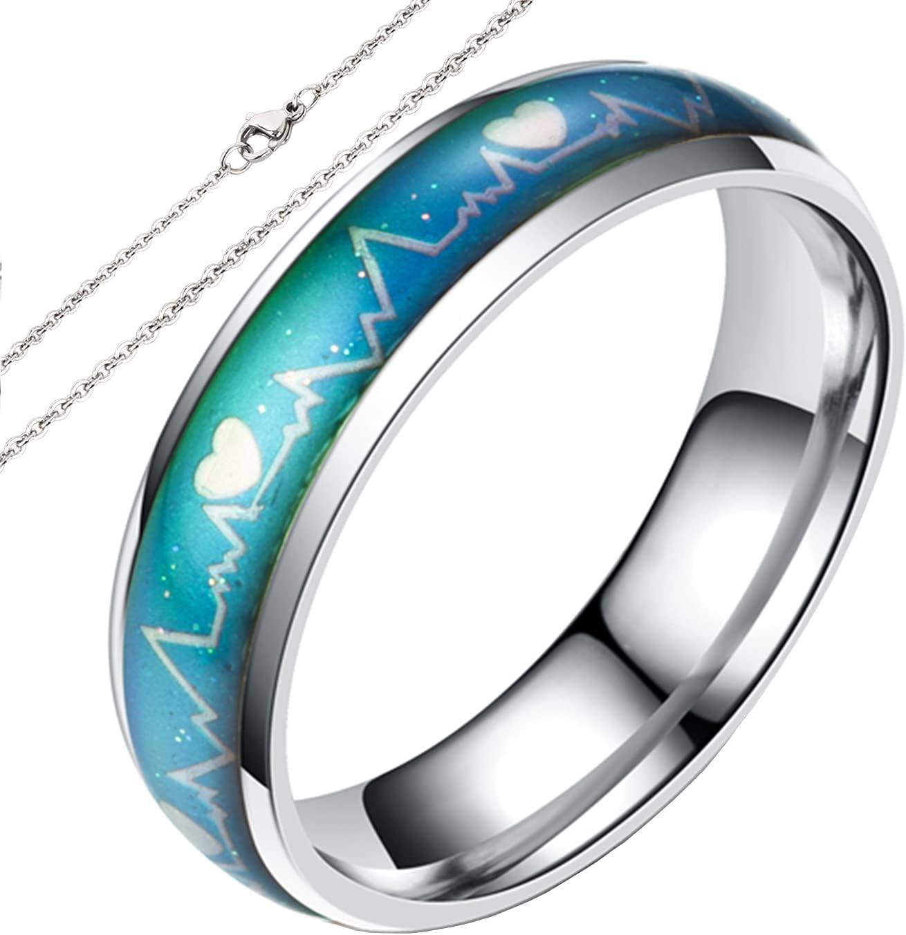 Godyce Anillos que cambian de color, anillo de regalo para parejas, anillo de acero de titanio Godyce Anillos que cambian de color, anillo de regalo para parejas, anillo de acero de titanio