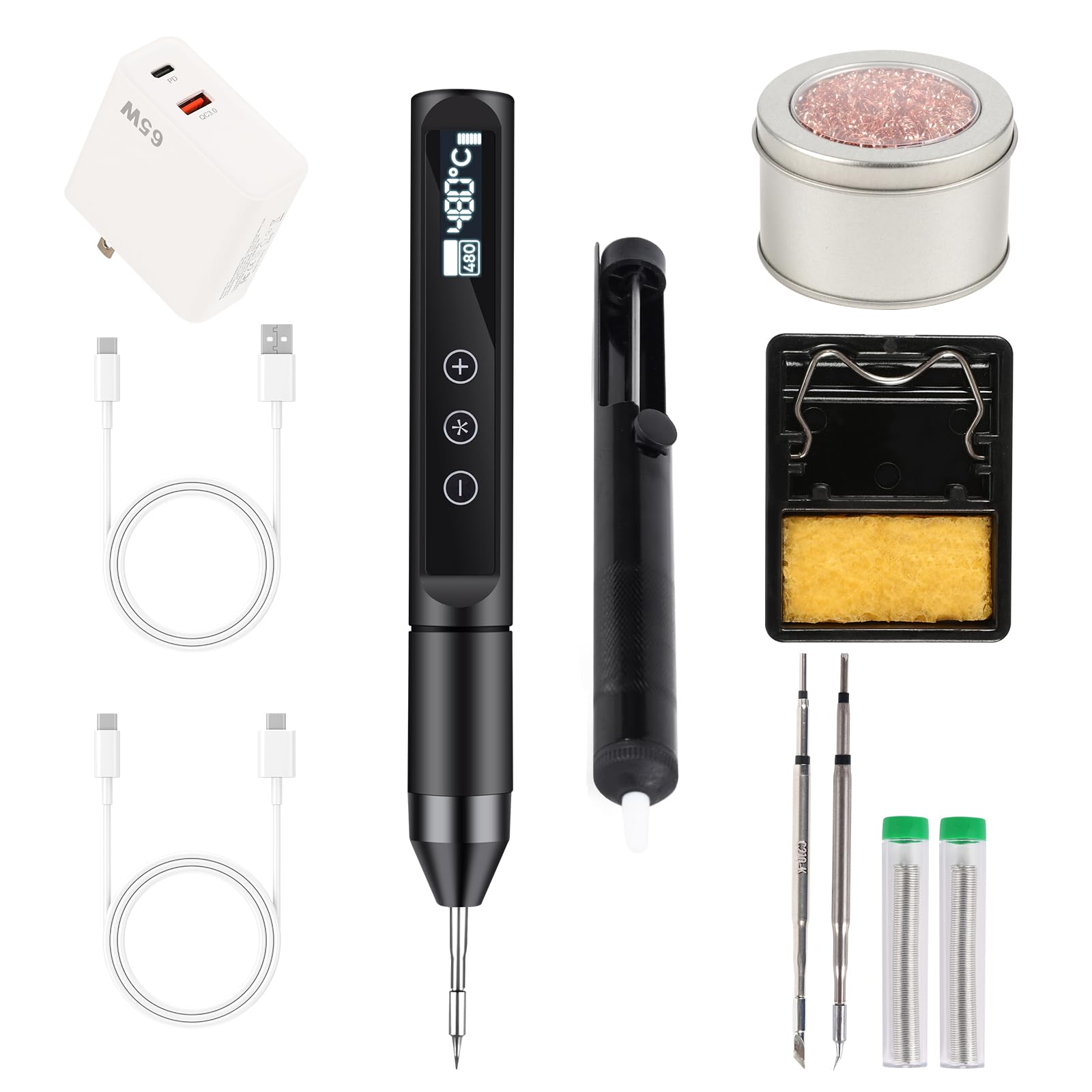Photo 1 of Larlarsa Micro Soldering Iron Kit with OLED Display, Adjustable Temp 356°F-896°F, High Power & Type-C Portable Pen Design | 3 Tips for Electronics Repair, DIY Projects (C210-I/IS/K)