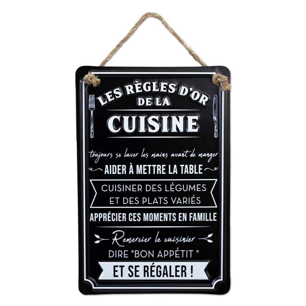 STC Metal Plaque "Rules d'Or de la Cuisine" 20 x 30 cm [French Language]