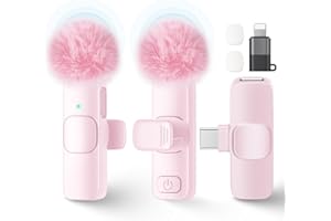 Wireless Lavalier Microphone for iPhone,iPad,Android Phone, 2 Pack Mini Microphone Plug-Play Noise Reduction Wireless Mic, La