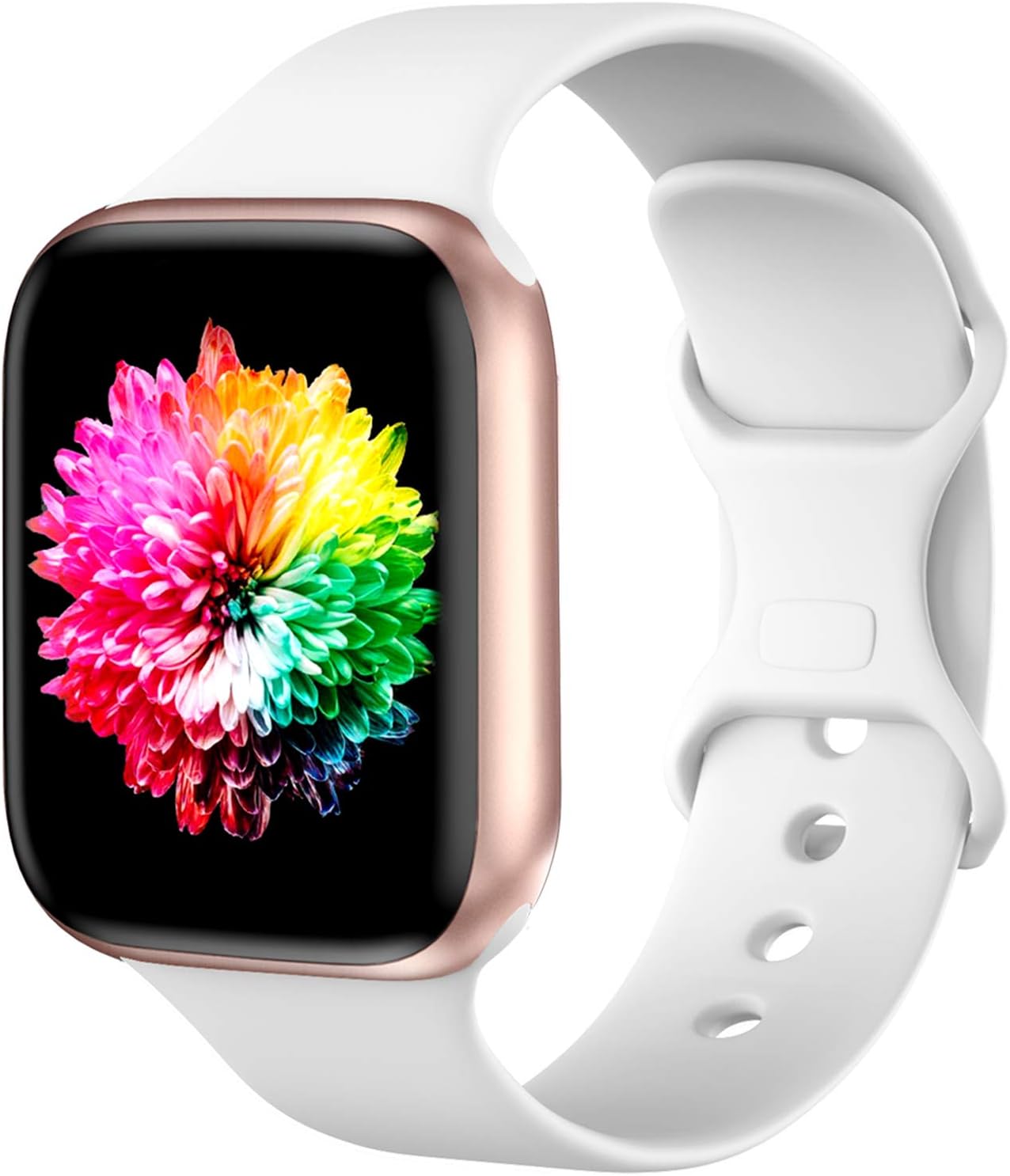 Bravely klimbing Compatible with Apple Watch Band 38mm 40mm 42mm 44mm, Silicone Sport Replacement Band Compatible with iWatch Series5/4/3/2/1, S/M, White