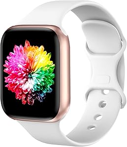 Bravely klimbing Compatible with Apple Watch Band 38mm 40mm 42mm 44mm, Silicone Sport Replacement Band Compatible with iWatch Series5/4/3/2/1, S/M, White