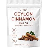 LIRAE Ceylon Cinnamon SoftGels, Ceylon Cinnamon Soft Gels 7200mg Equivalent with Mct Oil, Highly Bioavailable Herbal Extract | Non-GMO, Gluten Free | 300 Softgel (1)