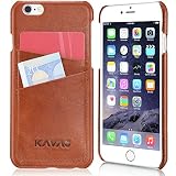 KAVAJ leather case back cover "Tokyo" for the iPhone 6S and iPhone 6 4.7 inch cognac brown - genuine leather overlay on PC back cover with business card compartment. Slim back cover as premium accessory for the original Apple iPhone 6/6S doubles as a