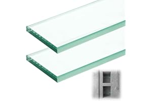 AceOrbit 2 Pcs 3-1/8 Inch x 12-3/4 Inch Glass Shower Shelf for Shower Niche Break-Resistant Easy Install Clear Glass Support Plate for DIY Storage Decor