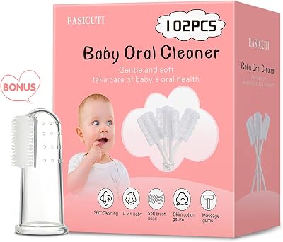 EASICUTI 102PCS Baby Tongue Cleaner Newborn Infant Toothbrush Gauze Gum Cleaner