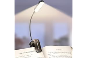 Glocusent 20 LED Book Light for Reading in Bed, Eye Caring Reading Light, 5 Colors & 5 Brightness 3–100LM Dimmable, 1200mAh Rechargeable to 90 Hrs, Lightweight Clip on Light for Book Lovers