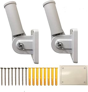 ABUSA Adjustbale Flag Pole Bracket Heavy Duty Aluminum Flag White Powder Coated Display Holder (2 Pack)