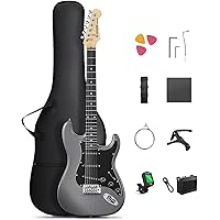 DONNER DST-80 Electric Guitar – 39” Beginner Electric Guitar Kit with Amp, Classic SSS Pickup Complete with Gig Bag, Tuner, C