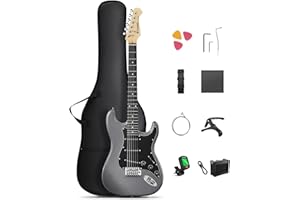 DONNER DST-80 Electric Guitar – 39” Beginner Electric Guitar Kit with Amp, Classic SSS Pickup Complete with Gig Bag, Tuner, C