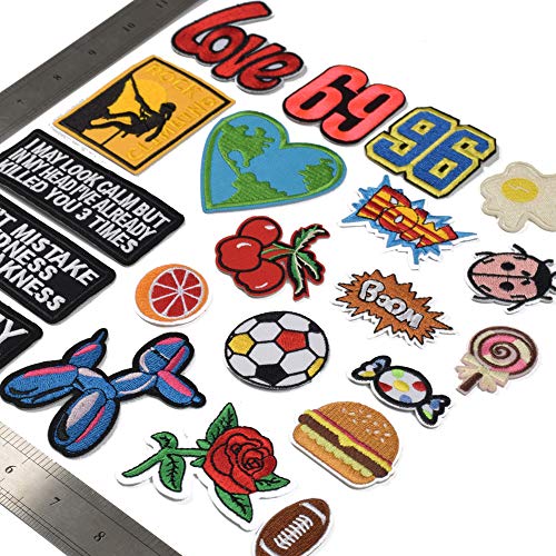 J.CARP Assorted Styles Cool Embroidered Iron Patch on Cute Sewing Applique Applique for Jacket Hat Backpack Jeans Sewing Flowers Applique DIY Accessory (22PCS)