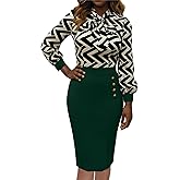 Work Dresses for Women Formal Long Sleeve Wear to Work Office Business Church Dress Elegant Party Midi Pencil Dresses