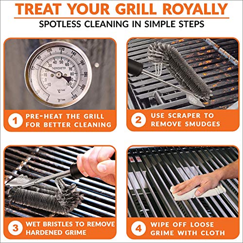 BBQ Grill Brush and Scraper 18" Stainless Steel Cleaning Brush