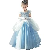 CQDY Girls Cinderella Costumes Halloween Princess Dress Up Fancy Birthday Party Ball Gown