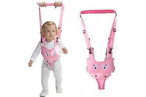 IULONEE Baby Walking Harness Breathable Handheld Kids Toddler Helper Assistant Adjustable Infant Walker Help Baby Walk Stand Up Child Learning Belt for 8-24 Month Old Babies Activity (Pink)