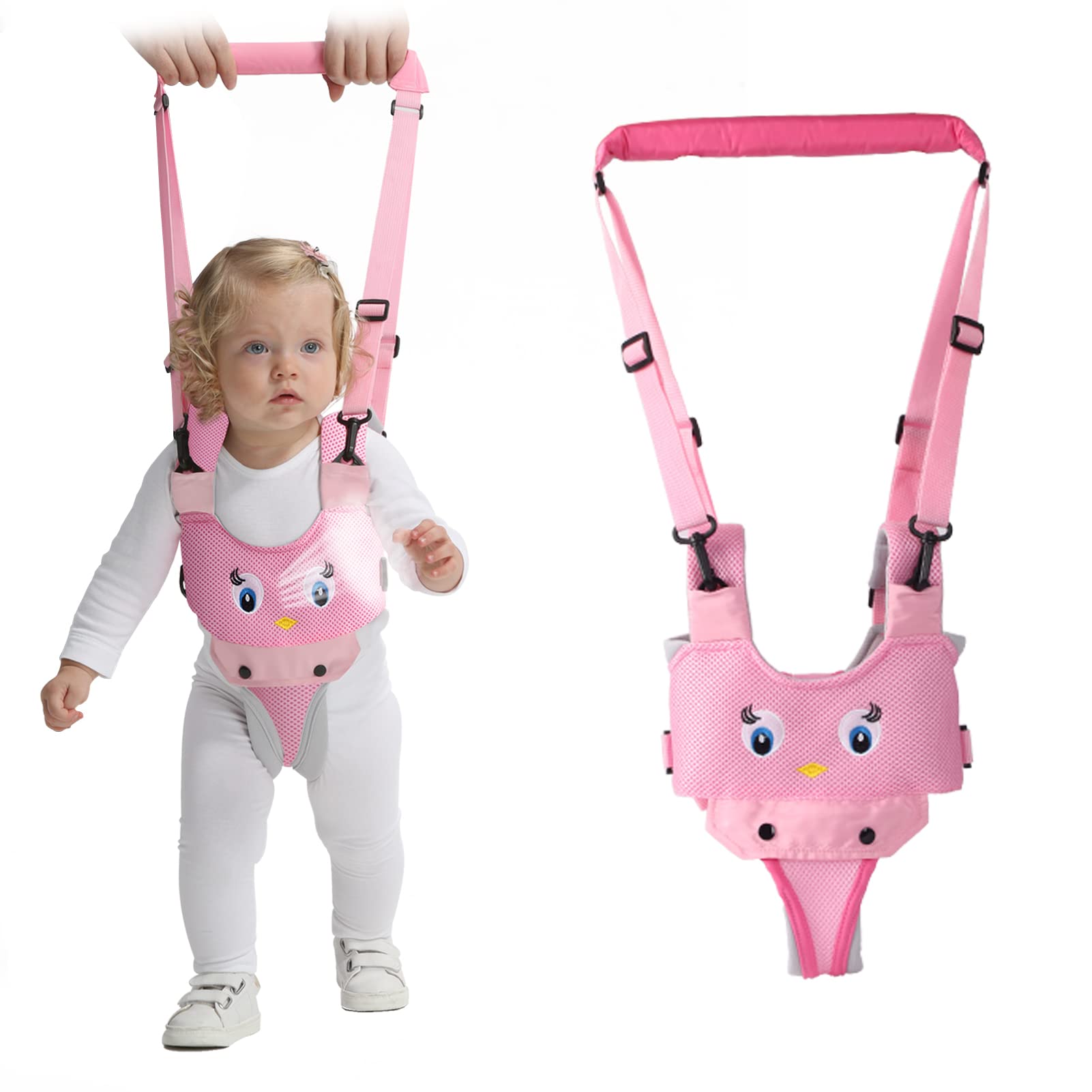 Photo 1 of IULONEE Baby Walking Harness Breathable Handheld Kids Toddler Helper Assistant Adjustable Infant Walker Help Baby Walk Stand Up Child Learning Belt for 8-24 Month Old Babies Activity (Pink)