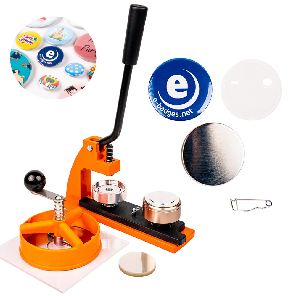 eBadges 38mm Badge Maker Kit with 250 Badge Button Blanks | Metal Button Press, Badge Machine with Circle Cutter | Interchangeable Dies 25, 38, 45, 77mm | DIY Crafts & Custom Designs — image 1