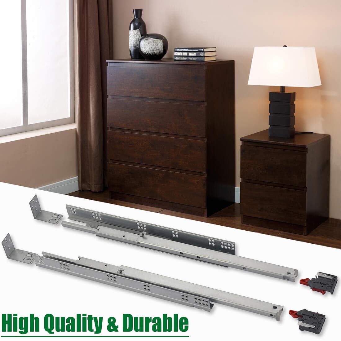 OCG Undermount Drawer Slides 18 Inch (6 Pairs), Full Extension Soft Close Concealed Drawer