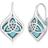 Prismata Turquoise Earrings for Women 925 Sterling Silver Turquoise Dangle Drop Leverback Earrings Western Jewelry Gifts for Women Mom Her