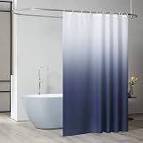 Furlinic Shower Curtain Mould Proof Polyester 72x78 Inch White to Navy Blue view 5